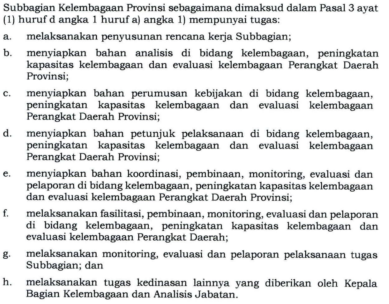 SUB BAGIAN KELEMBAGAAN PROVINSI