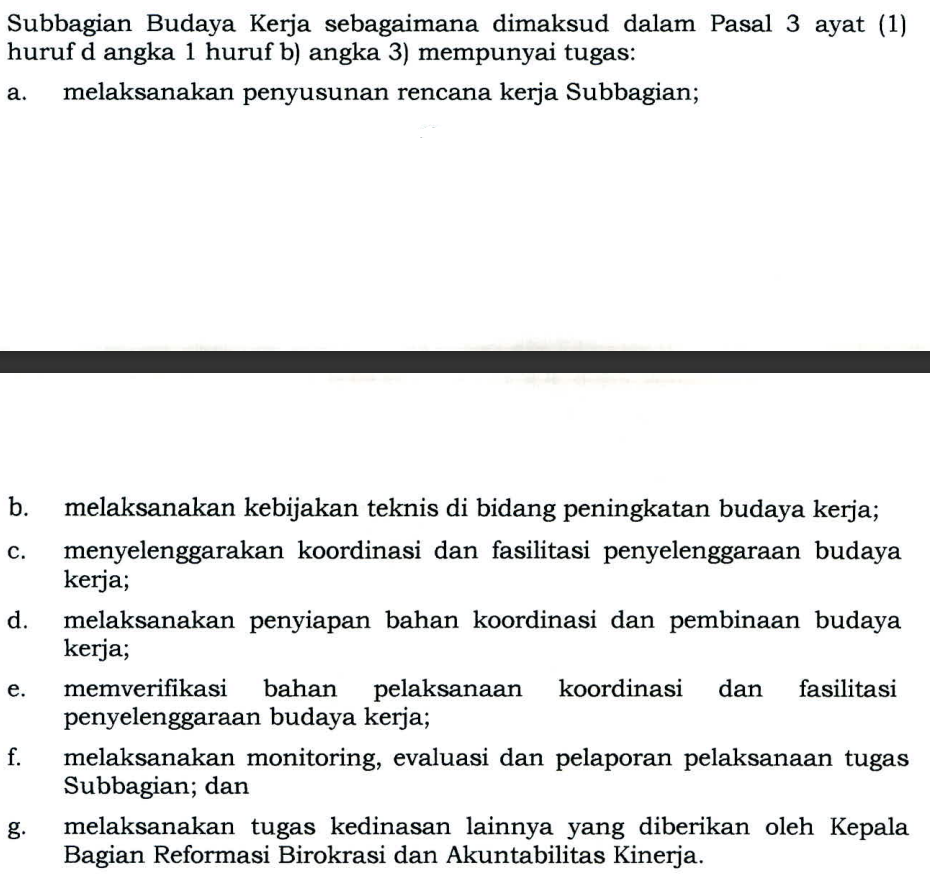 SUB BAGIAN BUDAYA KERJA