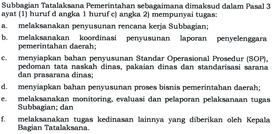 SUB BAGIAN TATALAKSANA PEMERINTAHAN