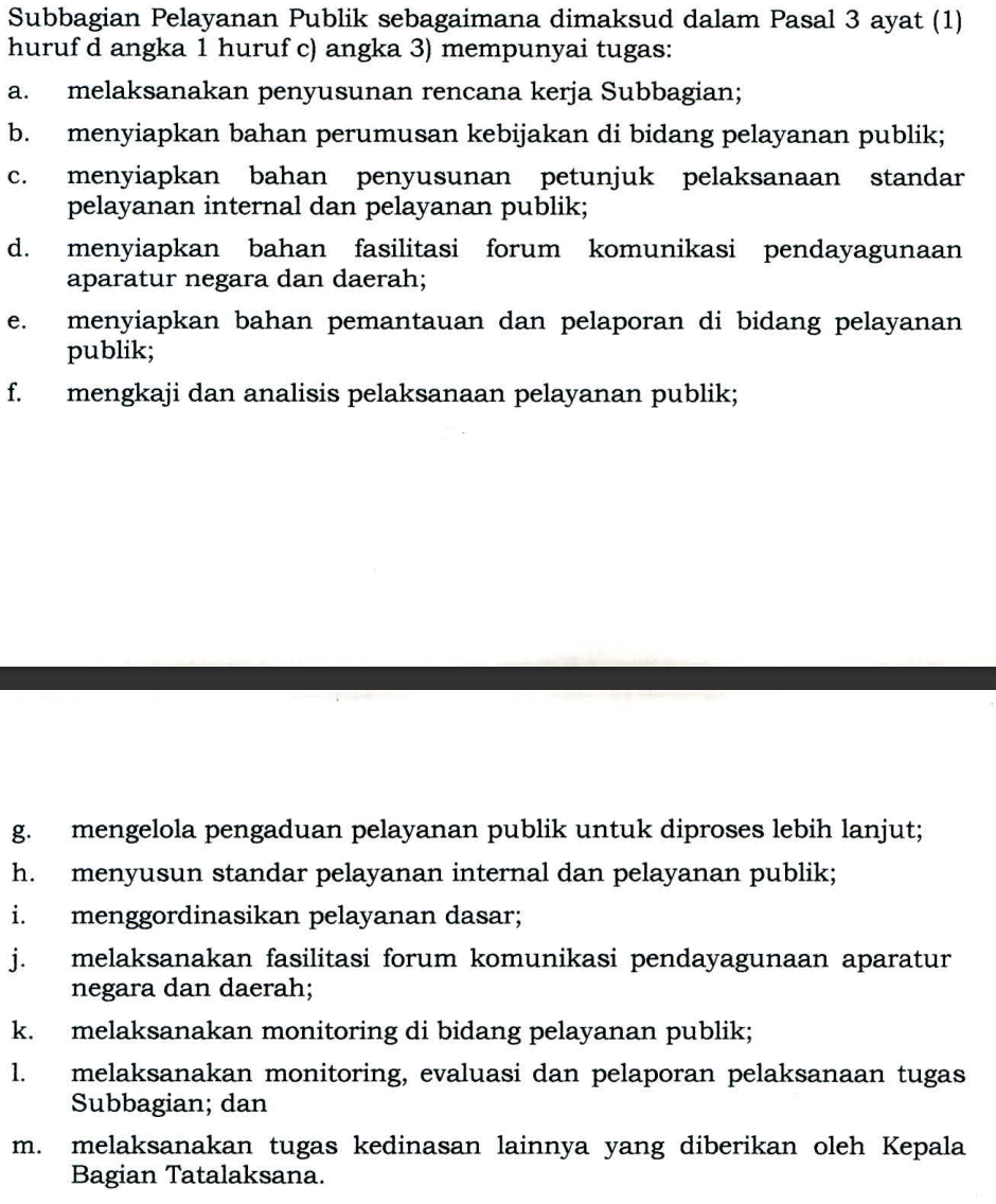 SUB BAGIAN PELAYANAN PUBLIK
